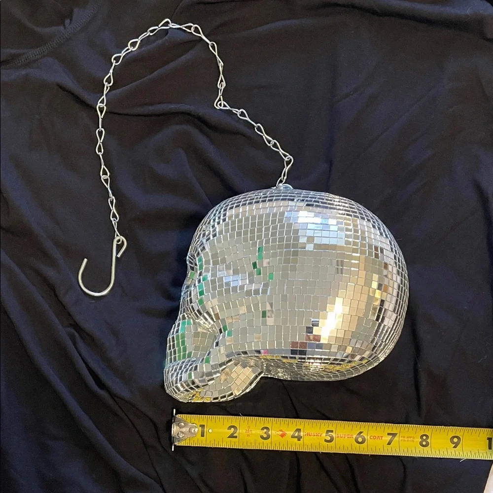 Silver Disco ball Skull Hanging Decor new unused